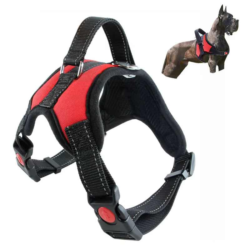 Dog Harness Reflective Nylon Pet Dog Leash Vest Breathable Cushion Dog Collar Adjustable Dog Accessories for Small and Large