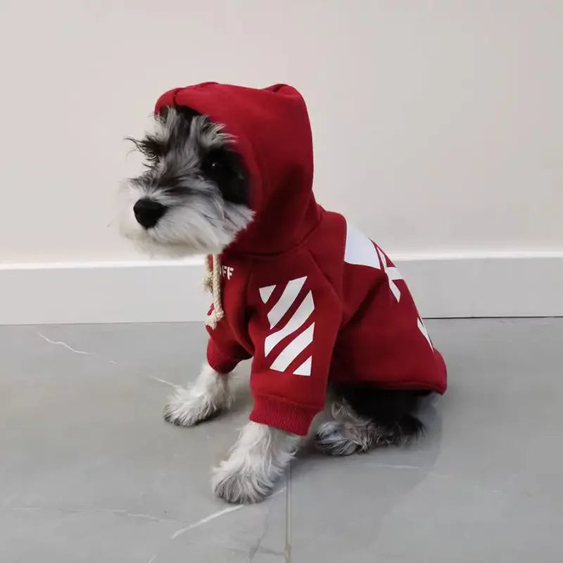 Dog and Cat Clothes Red Trendy Clothing Dog Thickened Cotton Sweater Sweatshirt Small Dog Pet Clothing