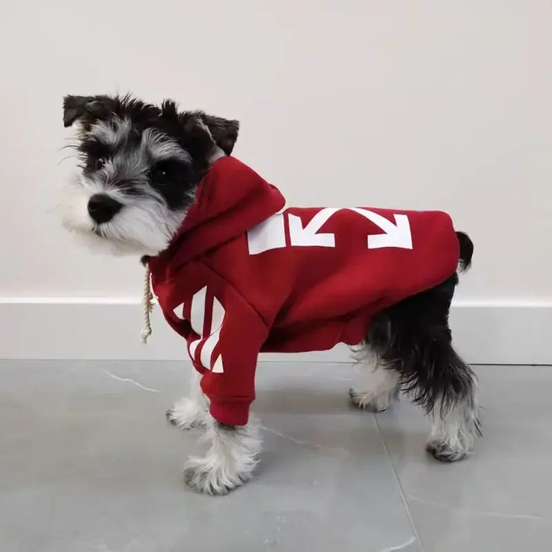 Dog and Cat Clothes Red Trendy Clothing Dog Thickened Cotton Sweater Sweatshirt Small Dog Pet Clothing