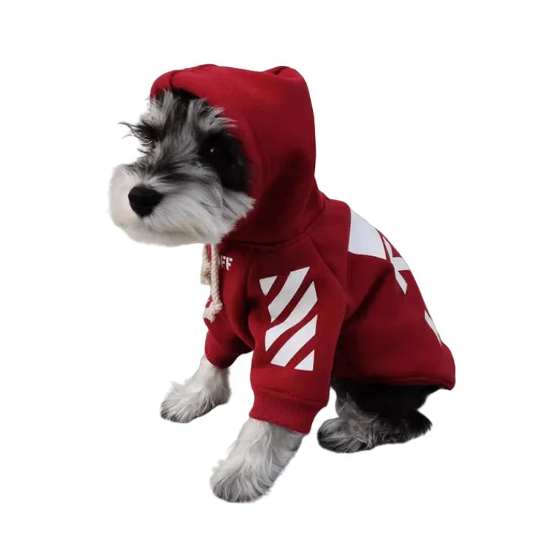 Dog and Cat Clothes Red Trendy Clothing Dog Thickened Cotton Sweater Sweatshirt Small Dog Pet Clothing